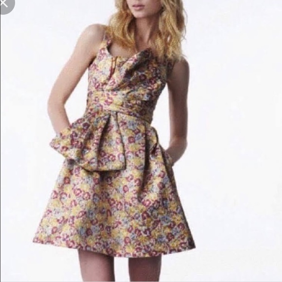 Yellow multi colored zac posen dress - Picture 4 of 6